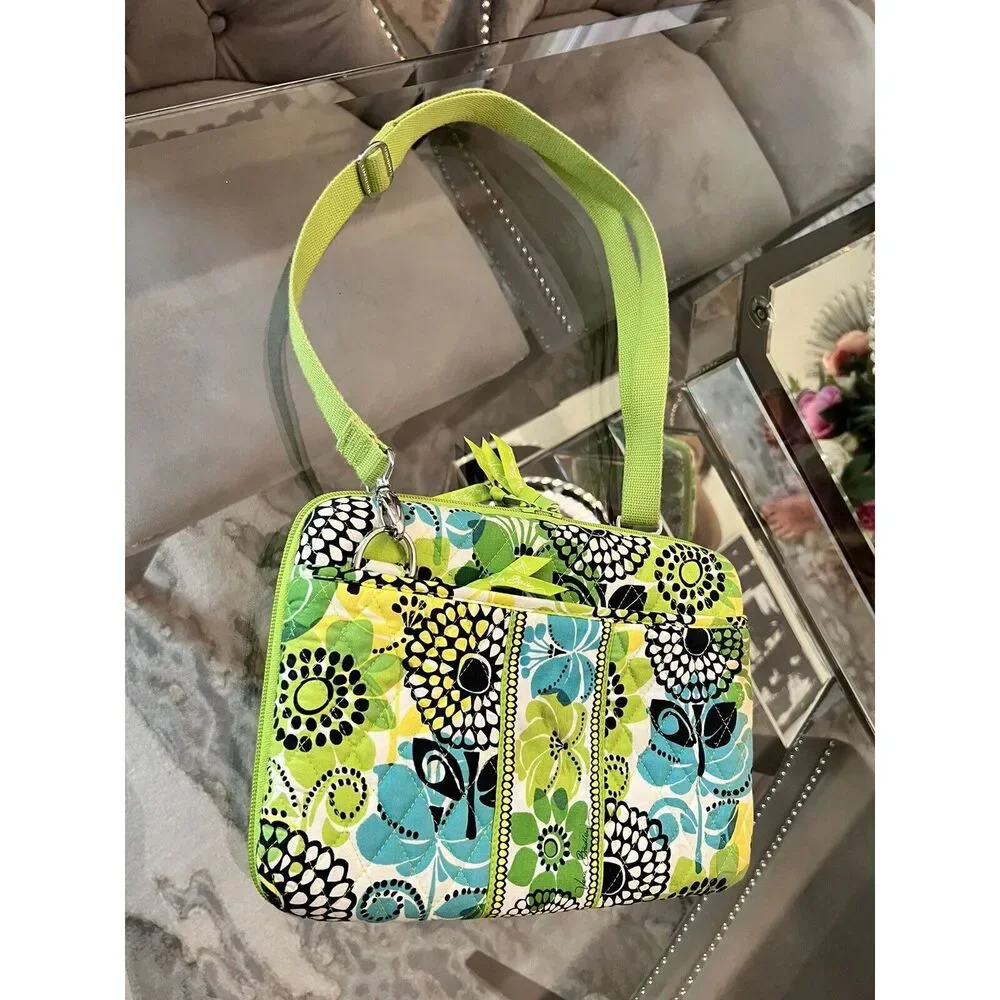 Vera Bradley Hard Shell Computer Zip Case Lime’s Up! 12”x9” CROSS Shoulder Strap